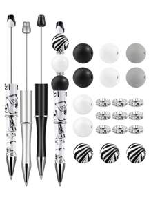 24入組矽膠珠寫字筆套裝，含3支膠墨珠筆和多種隔珠，適用於DIY珠寶製作、手工藝、辦公室、學校及贈品 - 24pcs/set - 查看 9