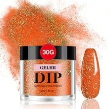 Gelhr 30g DIP Powder，夏季橘黃燃橙色，DIP Powder DIY沙龍禮物女性專用，無需使用美甲燈，指甲DIY沙龍，適用於年輕女性 - 彩色 - 查看 12