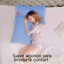 2 King Size Cotton Pillowcases In Various Colors - Baby Blue - View 3