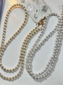 通用高端女士斜跨/单肩斜跨手机吊带，超长串珠链钱包/手机壳后背皮带夹吊坠，防丢失，轻奢高时尚风格礼物，适合送给母亲、家人、朋友、生日、节日的手机吊饰、手机链 - 金色 - 查看 8