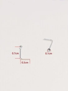 2 st 925 sterlingsilver 24G minimalistisk 1mm glänsande näsa piercingsmycken - Silver - Visa 6