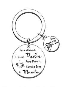 1 llavero de acero inoxidable con placa de familia, idea de regalo para el Día del Padre, regalo de cumpleaños, llavero - Plateado - Ver 7