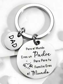 1 llavero de acero inoxidable con placa de familia, idea de regalo para el Día del Padre, regalo de cumpleaños, llavero - Plateado - Ver 1