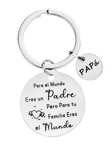 1 llavero de acero inoxidable con placa de familia, idea de regalo para el Día del Padre, regalo de cumpleaños, llavero - Plateado - Ver 4