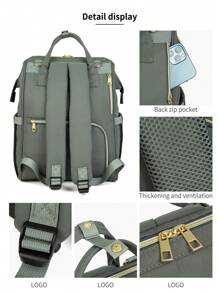 LEQUEEN 1 Túi Oxford Mẹ Túi Dung Tích Lớn Đa Chức Năng Túi Bà Mẹ Và Trẻ Em Thích Hợp Đi Du Lịch Ngoài Trời Tã Ba Lô để Bảo Quản - Xám - Xem 6