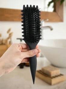 4pcs Curly Hairbrush Set With Edge Brush, Rat Tail Comb And Bristle Brush For Women/Men/Kids, Suitable For All Hair Types Black Pink Purple,Hair Brush,Comb,Hair Tools,Hair Products And Accessories For Barber Salon Beauty Travel Essentials