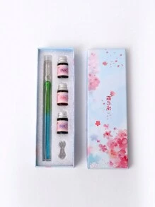 Neues Set für romantischen Glasfeder-Tintenstift, mehrteiliges Set in Geschenkbox, Farbverlauf Set, ideal für Geburtstagsgeschenke für Freunde und Klassenkameraden zum Schulanfang Saison