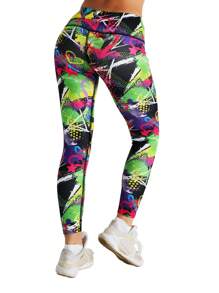 New Design Women High Waist Yoga Leggings Abstract Love Printed Yoga Pants Sexy Fitness Gym Leggings Workout Leggings Pants - Multicolor - View 5