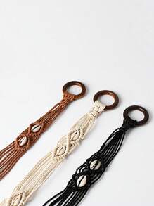 1pc Handmade Wax Rope Woven Belt For Women, Suitable For Dresses - A - View 8