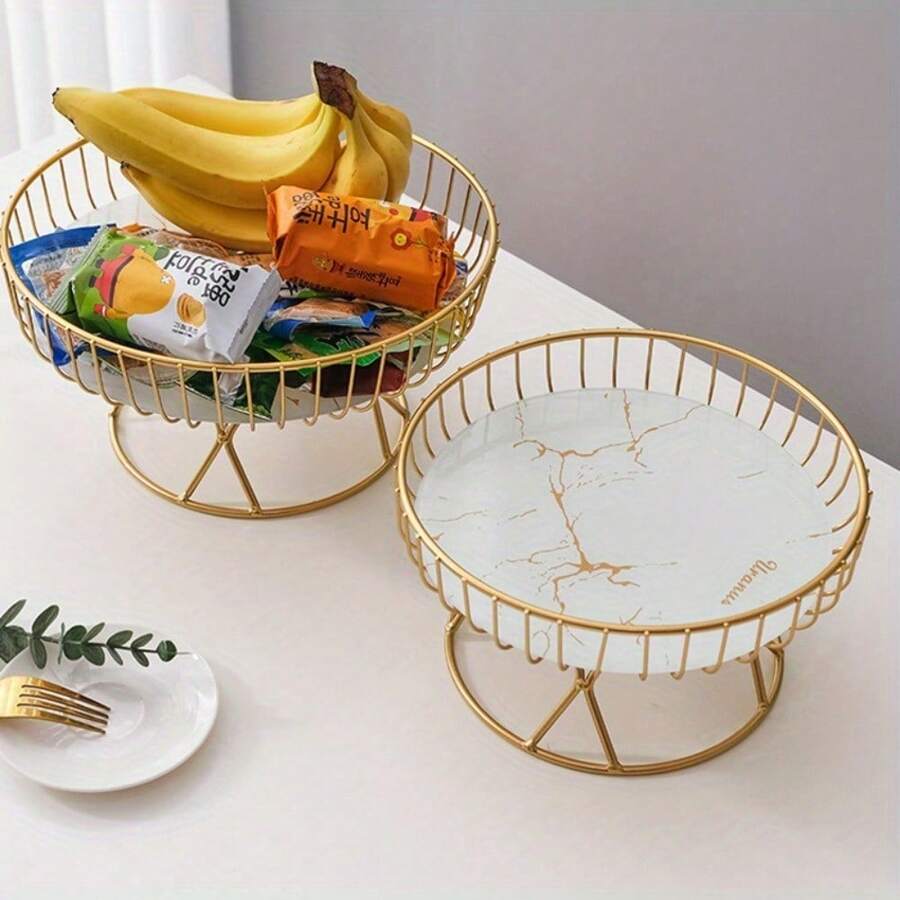 NJCHARMS 1 chiếc đĩa đựng trái cây bằng gốm sứ sang trọng kiểu Châu Âu, giỏ đựng trái cây gia dụng sáng tạo cho phòng khách, giá đựng đồ tráng miệng, trà chiều, khay đựng đồ ăn nhẹ, tiệc cưới, sinh nhật, tiệc tạ ơn, quà tặng tốt nhất, đĩa đựng sinh nhật, phụ kiện nhà bếp, đồ trang trí nhà bếp, khay đựng bàn, khay đựng trái cây, khay đựng đồ trang trí - Nhiều màu - Xem 1