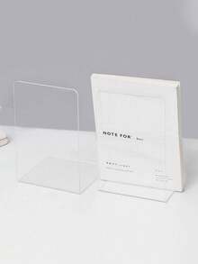 1/2/4/6pcs Acrylic Transparent Book Stand, Office Desk & Study Room Bookshelf Storage, Stylish Creative L-Shaped Desktop Organizer For Fixing Student Textbooks - White - View 6