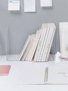 1/2/4/6pcs Acrylic Transparent Book Stand, Office Desk & Study Room Bookshelf Storage, Stylish Creative L-Shaped Desktop Organizer For Fixing Student Textbooks - White - View 7