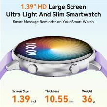 Màn hình tròn HD 1.39 inch, pin 210mAh, đồng hồ thông minh dành cho nữ, thích hợp làm quà tặng cho mẹ, tích hợp chức năng gọi điện (trả lời/quay số), giọng nói AI/trình phát nhạc/theo dõi thể dục, cũng thích hợp để theo dõi hoạt động của phụ nữ, đồng hồ thông minh dành cho nam, nhiều chế độ thể thao, tương thích với Android và iOS. - Màu tím - Xem 7