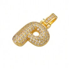 1入鑲嵌泡泡字母金鍍吊墜項鍊,26個字母供男女日常佩戴