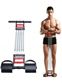 1pc 3-In-1 Spring Chest Expander Arm Strength Trainer For Men, Multifunctional Exercise Equipment For Sit-, Sports Training And Fitness - Black - View 6