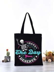 1入熱銷帆布包，流行經典耐用的簡約手提包和輕巧的手提包通勤辦公旅行周年慶生日禮物 - 黑色 - 查看 2