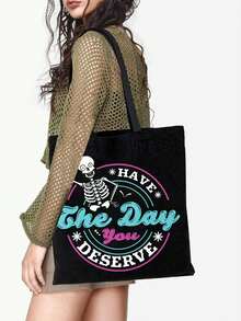 1入熱銷帆布包，流行經典耐用的簡約手提包和輕巧的手提包通勤辦公旅行周年慶生日禮物 - 黑色 - 查看 1