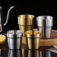 1入不銹鋼兩層隔熱杯，進階砂化工藝不留指紋，適用於家用、餐廳、咖啡館、野餐，可裝水、咖啡、茶、冷飲、牛奶 - 1 - 查看 9
