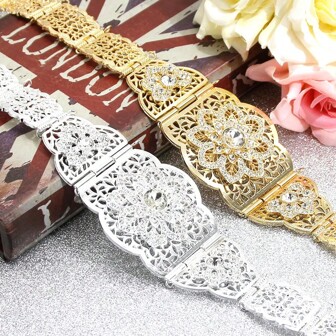 1 Piece Chic Morocco Caftan Belt For Women Crystal Flower Star Metal Waist Chain Body Jewelry Arab Bridal Wedding Dress Belt