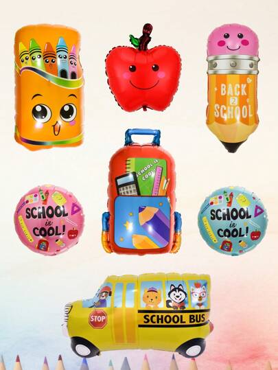 مجموعة بالون ألومنيوم للعودة إلى المدرسة تتضمن قلم رصاص، صندوق الشمع وزينة الظهر لزينة الصف الدراسي والحرم الجامعي