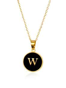 優雅精美的O形鍊環26個字母項鍊吊墜，金色簡約項鍊，適合作為女孩的節日生日禮物，不鏽鋼珠寶