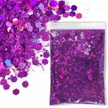 50克全息混合六边形粗粒银色亮片美甲亮片，0.2毫米/1毫米/3毫米激光闪亮薄片，美甲装饰 - 彩色 - 查看 15