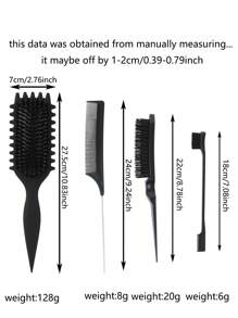 4pcs Curly Hairbrush Set With Edge Brush, Rat Tail Comb And Bristle Brush For Women/Men/Kids, Suitable For All Hair Types Black Pink Purple,Hair Brush,Comb,Hair Tools,Hair Products And Accessories For Barber Salon Beauty Travel Essentials