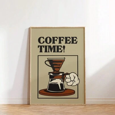 1入組，復古咖啡印刷咖啡吧牆藝術，復古咖啡藝術印刷，咖啡壺海報，咖啡時間印刷，50*70cm（19.7*27.5in) 無框