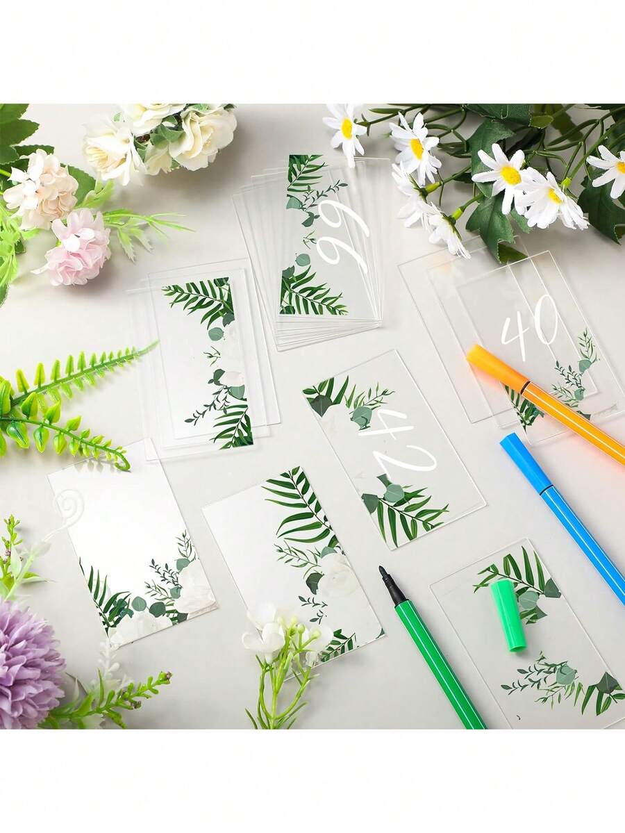 10pcs Transparent Acrylic Place Cards, Blank Hand-Drawn Name Cards For DIY, Party, Wedding, Event Decoration - Clear - View 1
