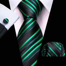 Men Formal Ties Pink Green Purple Blue Striped Wedding Tie And Handkerchief Square Set Vintage Necktie - Multicolor - View 13