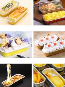 30个（10个盒子+10个盖子+10个勺子）长方形有盖烘焙包装盒，创意简约实用多功能大容量甜品盒，适用于烤奶酪、红薯、寿司、烤榴莲、面包、甜品店、餐厅、厨房、家庭、派对、婚礼、毕业典礼、万圣节、圣诞节 - 粉色 - 查看 5