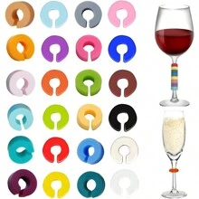 24 CPS Wine Glass Markers Silicone Drink Markers For Wine Glasses, Champagne Glasses, Cocktails, Martinis, Cheers Tastings, Parties, Christmas, And New Year Celebrations. These Practical Wine Glass Charms Are Made Of Glass Silicone And Are Perfect For Your Party. They Can Be Used As Gifts For Friends, Family, And Hosts. Decorate And Identify Your Wine Glasses, Bottles, Cups, And More,Christmas Gifts,Merry Christmas, For Outdoor, Camping - Multicolor - View 1