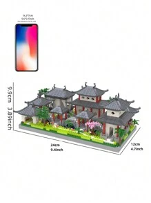 3 合 1 古风 3D 拼图组装小零件积木，创意有趣苏州园林/圆明园/黄鹤楼高难度龙年新建筑益智玩具，非常适合家庭/办公桌装饰和节日礼物。随附包房装饰