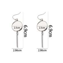 10 piezas/Lote Pendientes largos redondos y huecos de moda en acero inoxidable 304 con cabujón en la parte inferior, accesorios de joyería DIY para hacer joyas diarias - sostenedor del pendiente - Ver 9