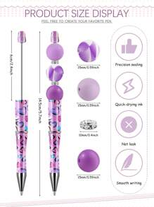 24入組矽膠珠寫字筆套裝，含3支膠墨珠筆和多種隔珠，適用於DIY珠寶製作、手工藝、辦公室、學校及贈品 - 24pcs/set - 查看 3