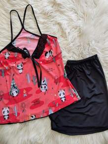 Conjunto Baby Doll Pijama Feminino Juliana Short Doll Estampado Sem Bojo Conforto Estampado