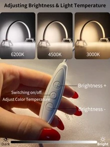1 Crescent Shape Lamp Desktop Crescent Shape Nail Lamp Lighting Usb Power Supply 3 Color Temperatures Stepless Dimming Suitable For Personal Nail Fill Lighting Dressing Table Handmade Desk Bedside Table - White - View 5