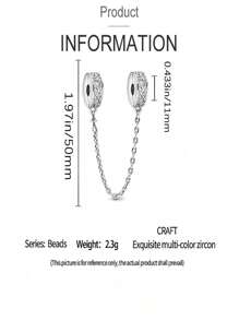 1pc Zirconia Encrusted Chain Decor Suitable For 3mm Bracelet Bead - Silver - View 3