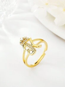 1 件时尚个性化锆石 26 字母戒指，女士可调节情侣戒指，奢华礼物，海外全新设计