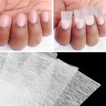 Fibra Tree Seda Tecido Alongamento de Unha Gel, 50 Unidades, Reparos Emendas Extensão de Unhas Nail Designer Manicure Esmalteria - Branco - Visão 3