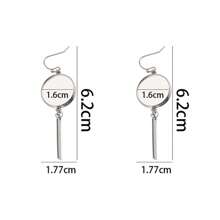 10 piezas/Lote Pendientes largos redondos y huecos de moda en acero inoxidable 304 con cabujón en la parte inferior, accesorios de joyería DIY para hacer joyas diarias - sostenedor del pendiente - Ver 10