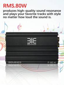 1 件 Bemines F-80.4 黑色立体声 Hi-Fi 设计铝合金外壳低音炮和扬声器 D 级 4 通道 5200W 高功率汽车功放适用于所有车辆 - 黑色 - 查看 2
