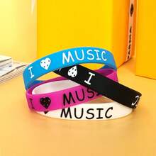 4 colores diferentes Banda de silicona para fiesta de música con la inscripción Yo AMO LA MÚSICA, estilo punk adecuado para adolescentes, tanto hombres como mujeres