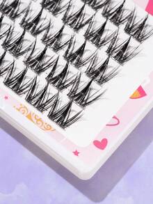 3-13MM 5排50片分段式假睫毛，跨越婚禮派對和俱樂部，日常工作會議自然舒適的假睫毛，仙女初學者捲曲種植假睫毛，COS單叢松驟自然仙女單叢小惡魔漫畫捲曲假睫毛 - C - 查看 7