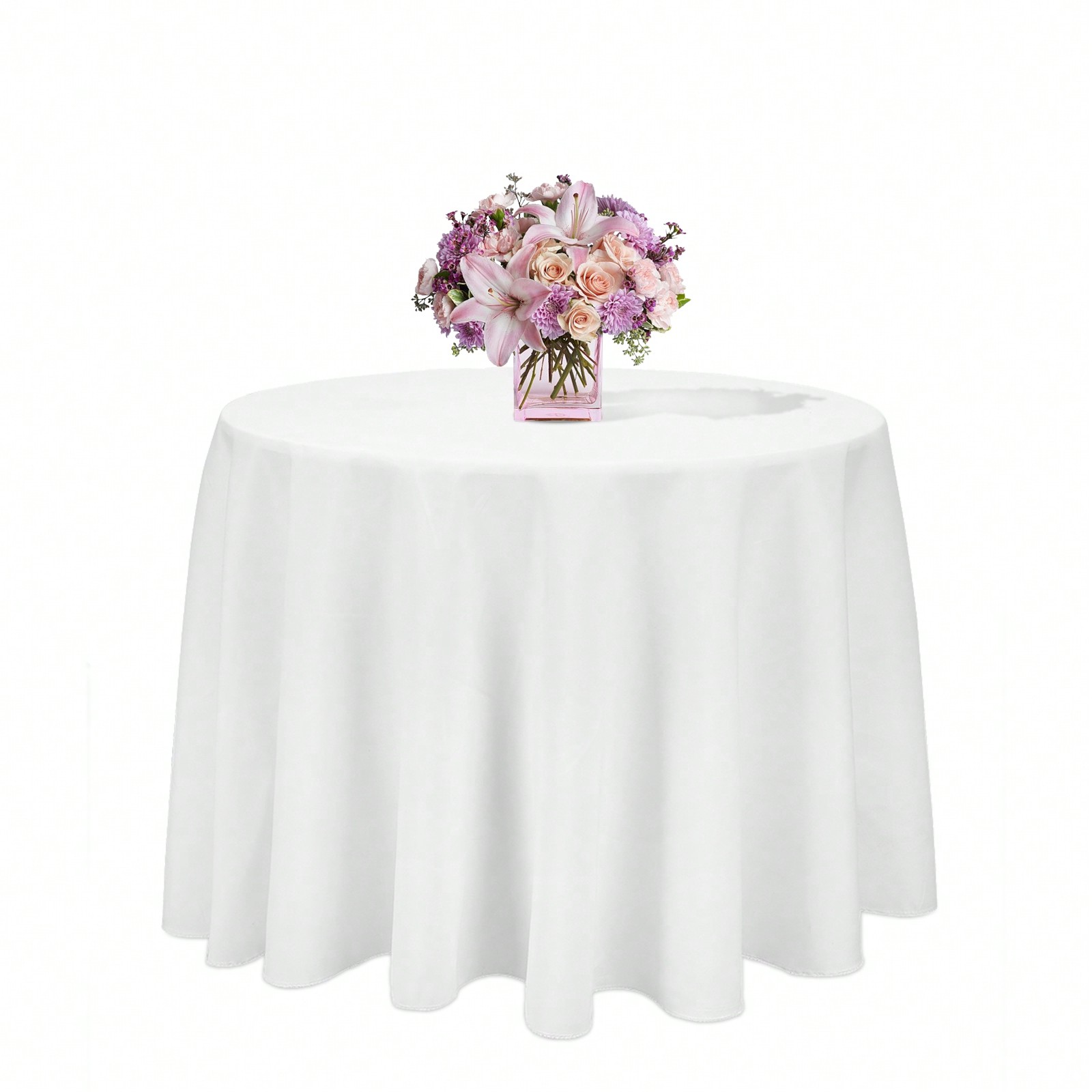 Nappe de table ronde blanche, lot de 1, protection contre les taches en polyester, faiblesse de la table pour la protection de la table, lavable, 90