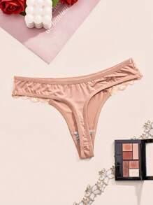 4pcs/Pack Women Lace Seamless Thong Panties, Comfortable Lace Splice, Sexy - Multicolor - View 5