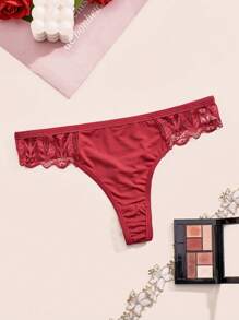 4pcs/Pack Women Lace Seamless Thong Panties, Comfortable Lace Splice, Sexy - Multicolor - View 4