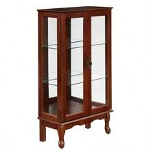 Display Cabinet, With Adjustable Shelves, Mirrored Back Panel, Tempered Glass Doors, Curio Cabinet, Glass Display Cabinet For Living Room, Bathroom, Laundry Room, Studio - 棕色 - 查看 3
