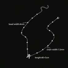 1pc Vintage Letter Pendant Pearl Chain Necklace, Suitable For Women Party Wear - Style 2 - View 2