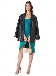 Women Evening Clutch Bag Bridal Wedding Gold Satin Fashion Metal V-Shaped Decoration Purses For Women Prom With Detachable Metal Chain For Wedding And Party Shoulder Bag For Women Clutch Purses For Ladies Bag Women's Handheld Evening Bag Versatile Glitter Handheld Bag Cocktail Party Wedding New Wallet Banquet Bag